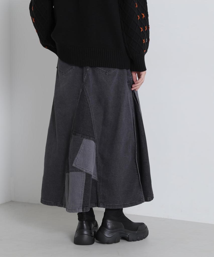 AVIREX SWITCHING STRETCH DENIM SKIRT Black 783-4216602