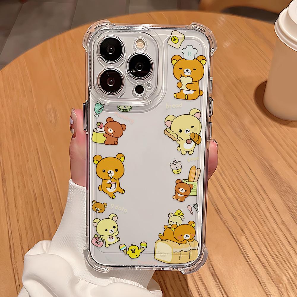Cute Rilakkumas Bear Anti Fall Clear Phone Case For Xiaomi Redmi 14C 13C 12C K50 K40 Note 14 13 12 11 10 9S A1 A2 Pro Plus 4G 5G