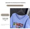 Plus Size V-Neck Slimming Mid-Length Loose T-Shirt for Women, Short-Sleeved, Covers Belly, Available In 200/300/350 Jin.
