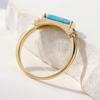 Vintage Square Inlaid Blue Stone Women's Ring Ethnic Gold Color Hand Carving Daily Wear Party Jewelry Anniversary Gift
