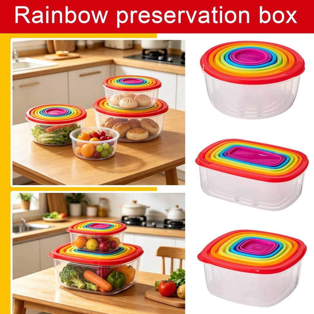 Airtight Food Storage Containers Set of 7 - Round, Rectangle, and Square Shapes for Kitchen Organization