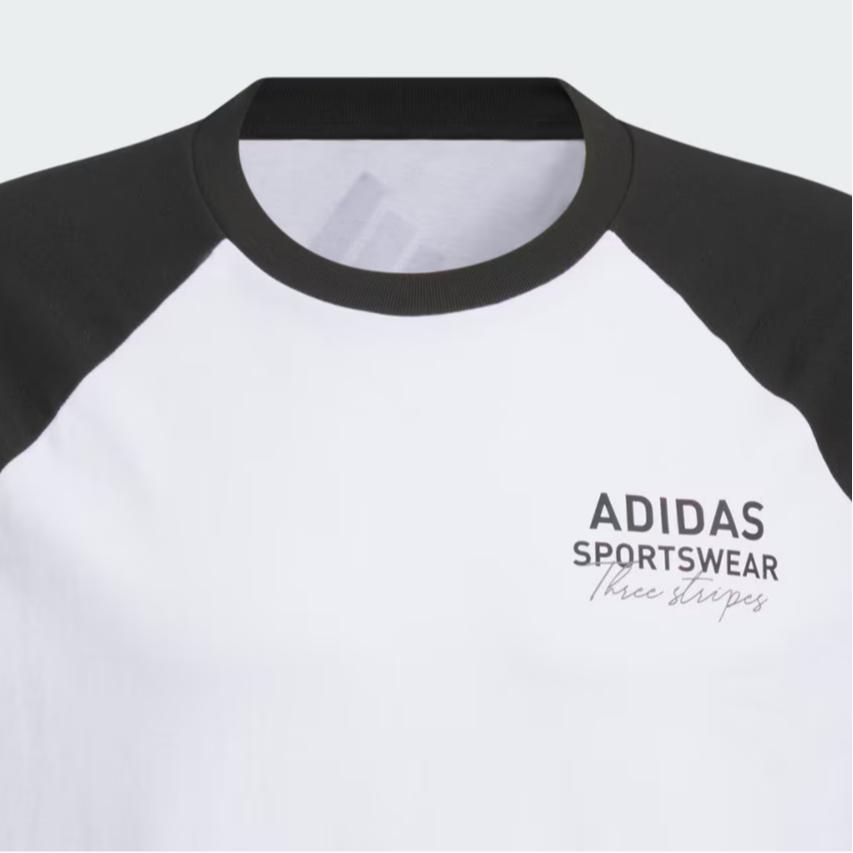 Adidas Loose Fit Crew Neck Raglan Short Sleeve T-Shirt Classic Two-Tone Casual Daily Streetwear Pullover Unisex White Black JZ0099