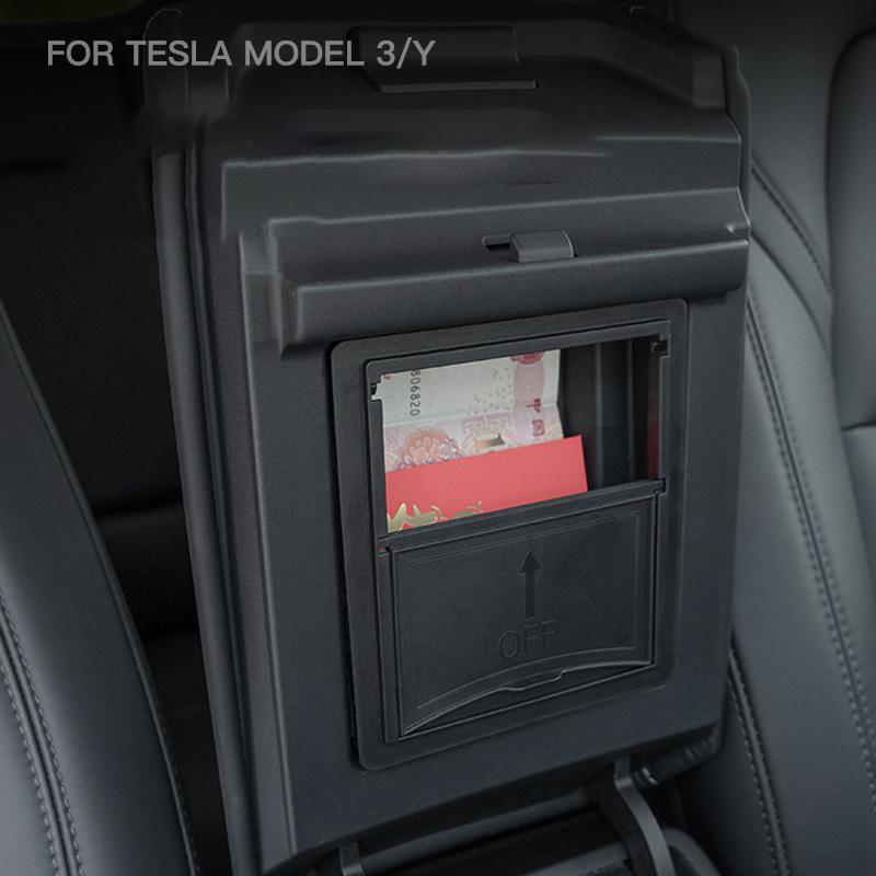 Armrest Hidden Storage Box For Tesla Model 3 / Y 2016- 2021 Center Console Organizer Tray Car Interior Accessories