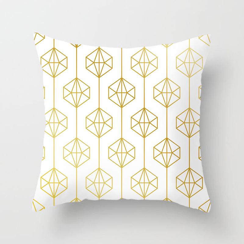 European Style Golden Geometric Print Car Pillow Cover Sofa Cushion Cover Home Furnishings