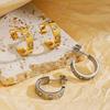 Aretes Acero De Inoxidable Mujer Luxurious Crystalline Earrings Gold Tone Color Stainless Steel Earrings Minimalist Minimalist Hip Hop Celebration