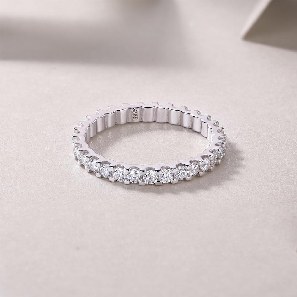 KUMOSU Moissanite Ring, Proposal Ring, Engagement Ring, Eternity, Emerald Cut, D Color, Women's, Moissanite Engagement Ring, 925 Sterling Silver, VVS,