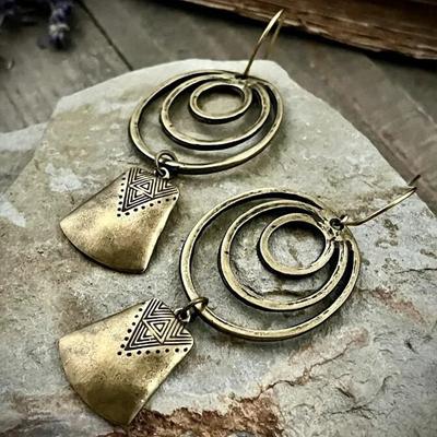 Vintage Sector Earrings for Women Gold Color Dangle Earrings Gift Jewelry