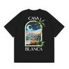 Casablanca Streetwear T-Shirt Men Women Loose Fit Short Sleeve Casual Tee High Street Style