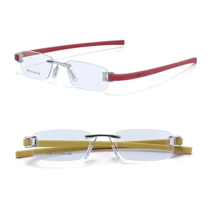 

RSINC Combo Rimless Frame eyeglasses for unisex Silver Red-Silver Yellow Tag A1 JL156426815372