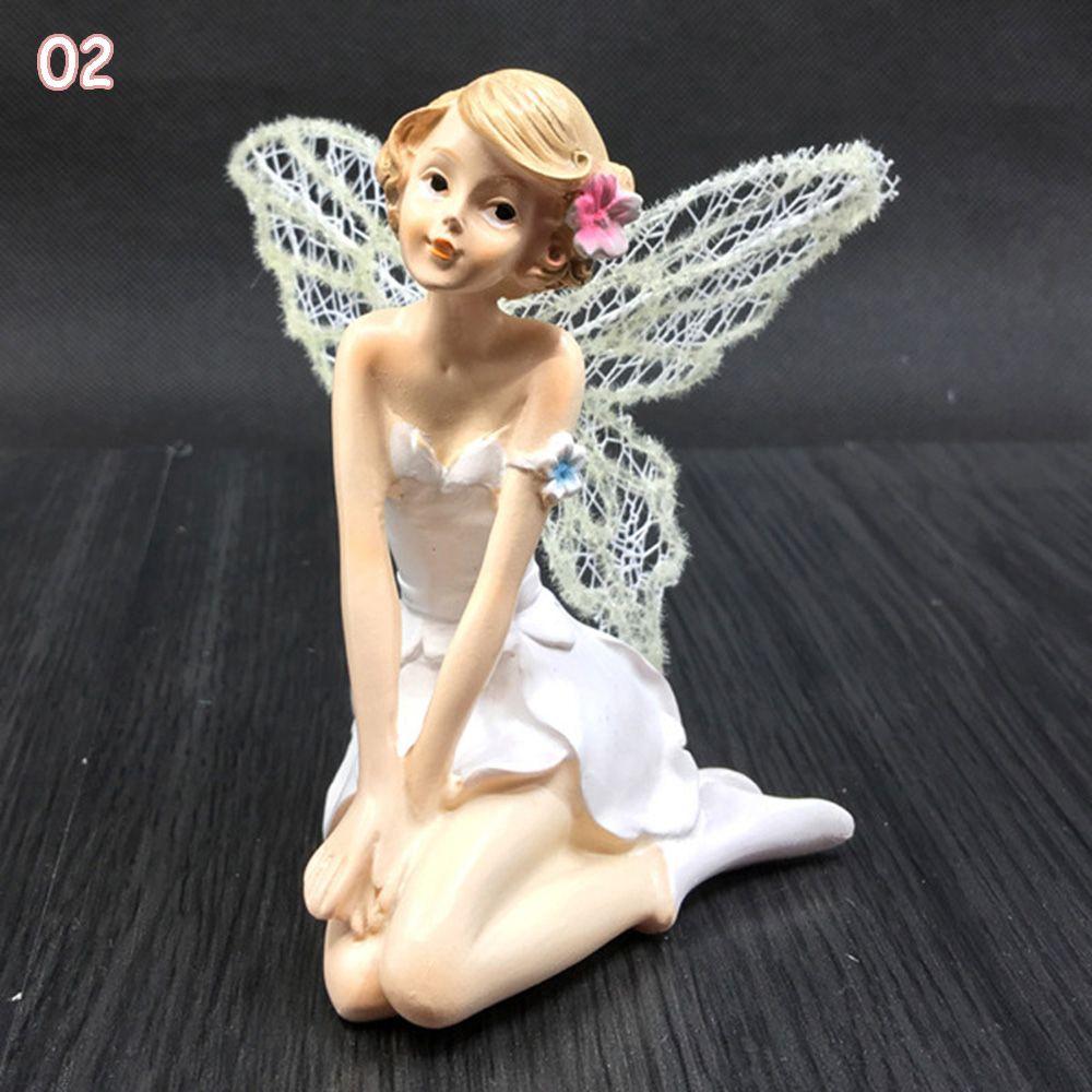 Toy Figures Resin Car Cake Decor Flying Flower Fairy Garden Flower Ornaments  White Angel Doll