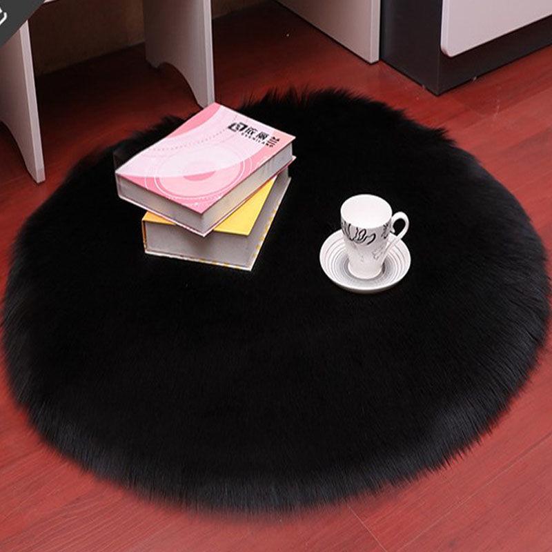 Round Plush Imitation Wool Rug - Versatile Mat for Windows, Bedside, Living Rooms, and Bedrooms