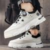 New Autumn Men Sneakers Leather Men's Shoes Outdoor Mountain Short Boots Rotating Buttons Work Shoes for Men Platform Travel