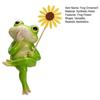 Garden Ornament Thinking Frog Holding Flower Shape Resin Statue Realistic Design Garden Pond Fountain Aquarium Figure