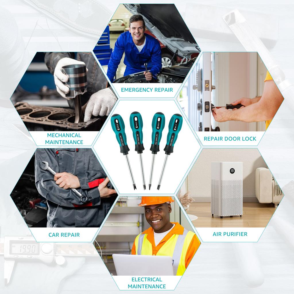 4-teiliges Schraubendreher-Set U-Form Kopf Präzisionsschraubendreher Handwerkzeug-Set Cr-V Professionelles Schraubenschlüssel-Schraubendreher-Set für Reparaturen