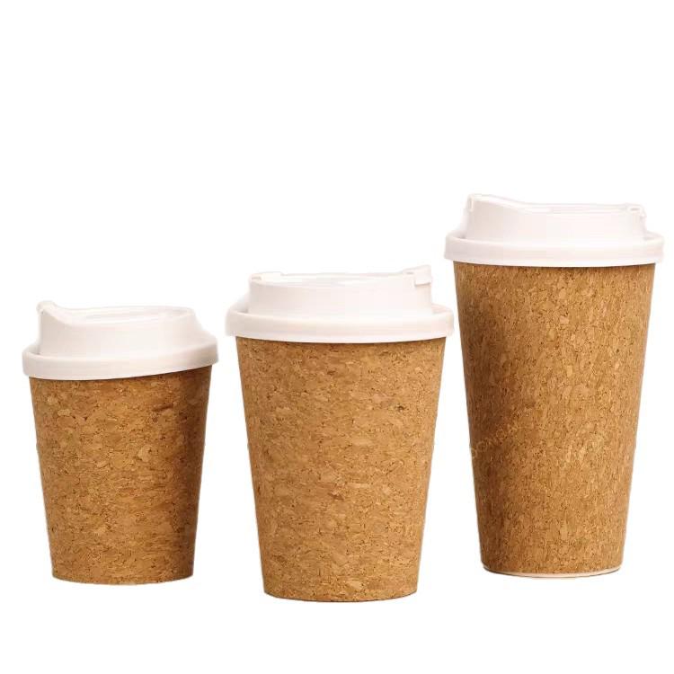 Cork Disposable Coffee & Milk Tea Paper Cup with Lid - Customizable and Portable In Various Sizes