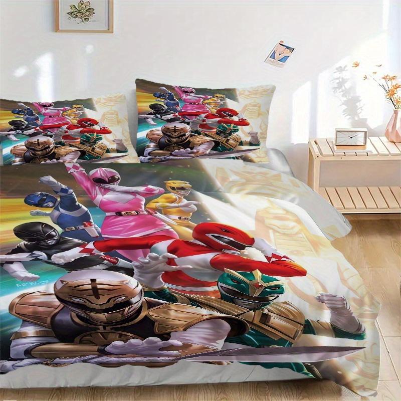 

3pcs Power Rangers Quilt Cover Set - Soft and Cozy Bedroom, Guest Room and Dorm Decorative Bedding 3-Piece Set 1 Quilt Cover + 2 Pillow Shams.F06 135x200cm