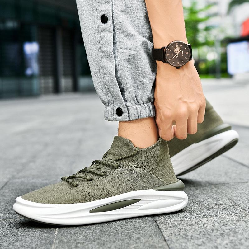 

2025 spring and summer new breathable fly-woven mesh shoes running fashion casual soft-soled casual men s sports shoes men s shoes 44 армия зеленый