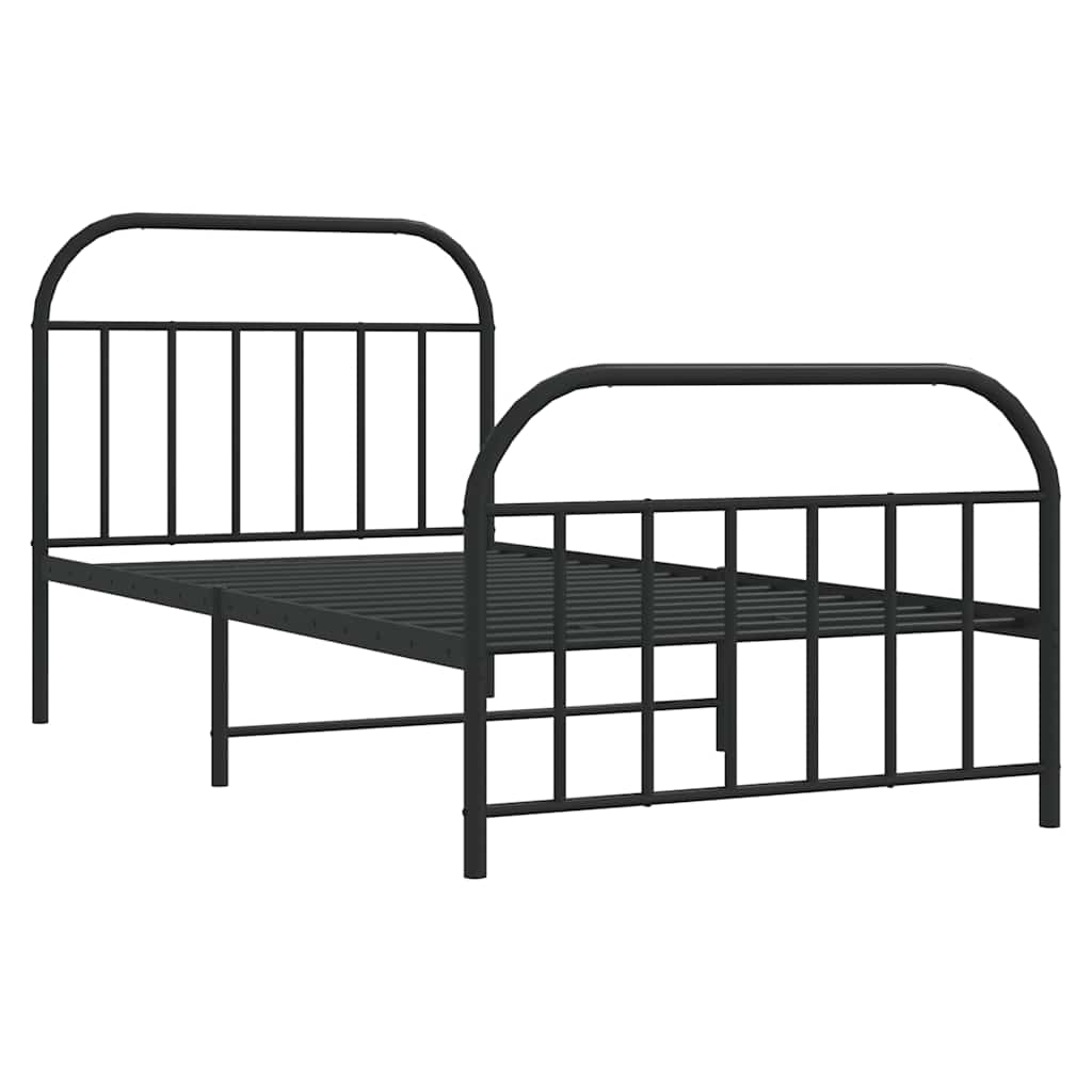 Vidaxl Struttura Letto in Metallo con Testiera e Pediera, Nera, 100X200cm