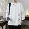 Mens Casual Crewneck Sweatshirt Letter Print Loose Fit Long Sleeve Wear