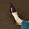 Encounter~ Temperament Pointed Head Color Matching One-pedal Single Shoes Women's Light Mouth Retro Cat Heel High Heels