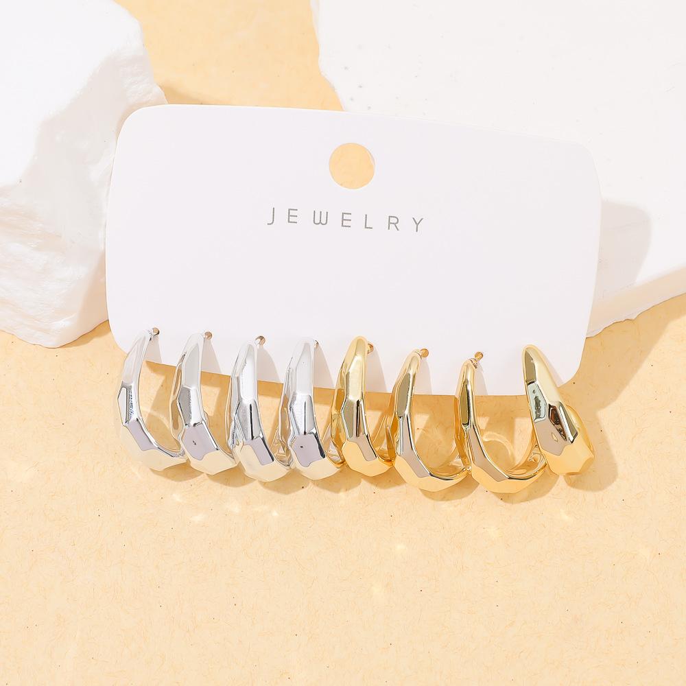 European and American irregular earrings geometric stainless steel personalized fashion stud earrings K gold titanium steel irregular light luxury