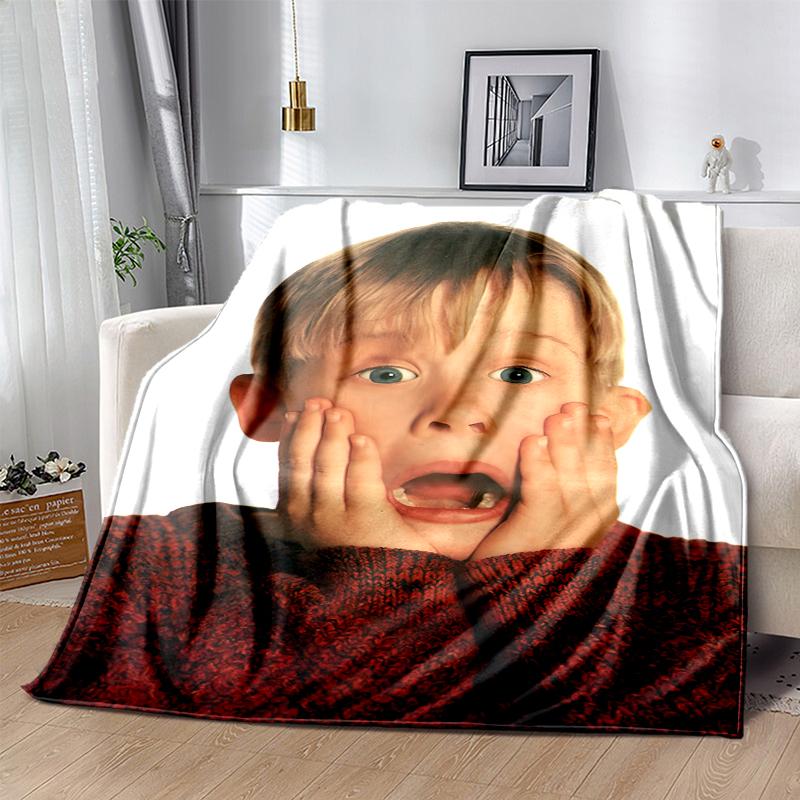 Home Alone Flannel Blanket Soft Warm All-Season Throw, Design for Camping, Car Travel, Hiking Sofa, Bed, Office Perfect Gift for Parties
