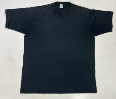 VINTAGE Jerzees Enfärgad T-shirt Herr Storlek L Svart USA 90-tal Enkel Söm