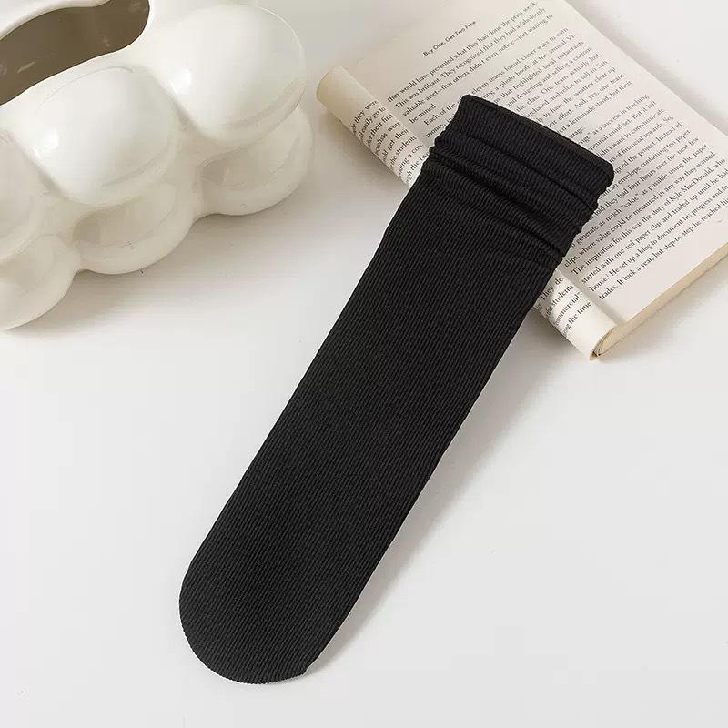 

Socks Girls Summer Fungus Edge Ice Pile Socks Girl Cute Mid-Leg Socks Black And White Solid Color Rolled Edge Socks one size fits all