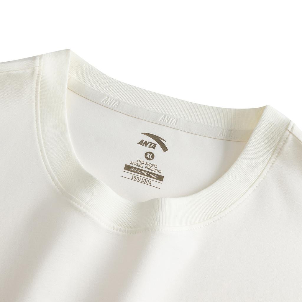 Anta Casual Short Sleeve Knitted T-Shirt Unisex tops Ivory 972628114-1