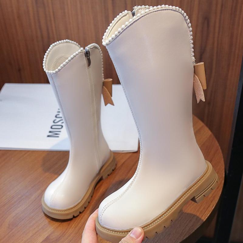 

Children s long boots winter girls high boot with fleece child boot warm girl shoes soft soled non slip kids shoes 27 бежевый