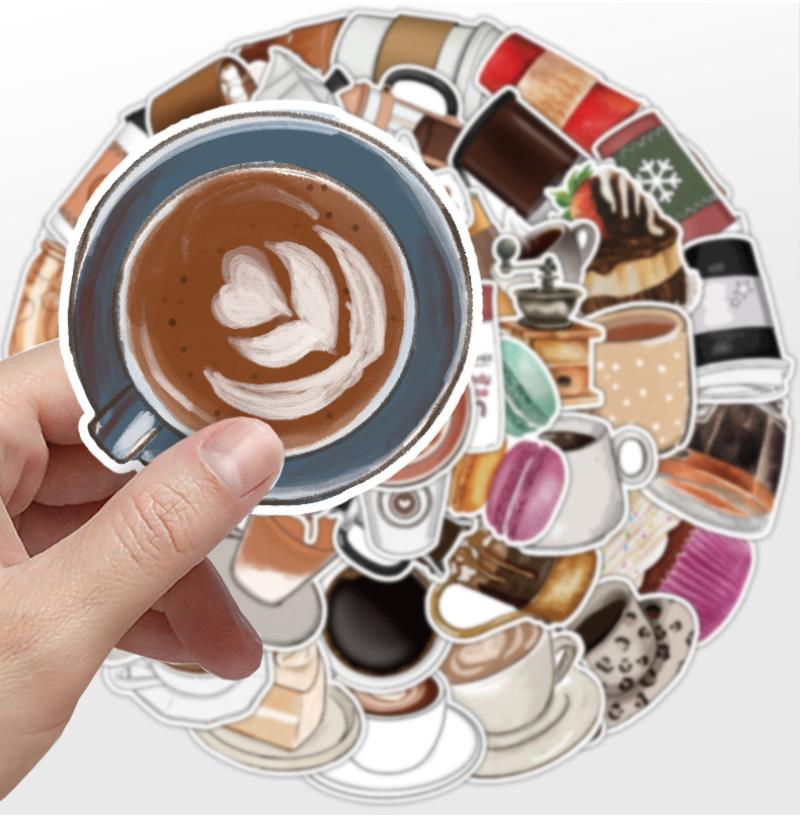 10/25/50 szt. Naklejki z graffiti z motywem napojów kawowych do scrapbookingu DIY, walizki, butelki na wodę, telefonu, laptopa, gitary, samochodu, deskorolki