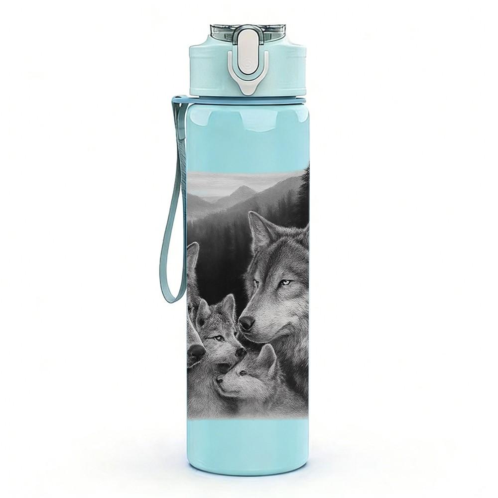 1PC Two Cats Cuddling Portrait Print 750ml Color Plastic Sports Water Bottle Leakproof Flip Straw Lid Suitable for Sports Office Home Use