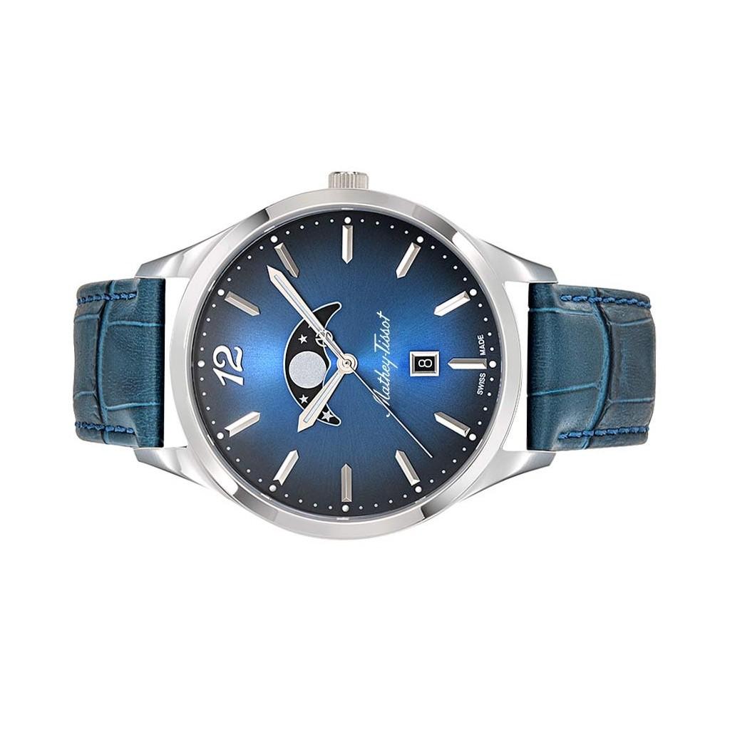Mathey-Tissot Urban Moon Leather Strap Blue Dial Quartz H411LABU Men's Watch