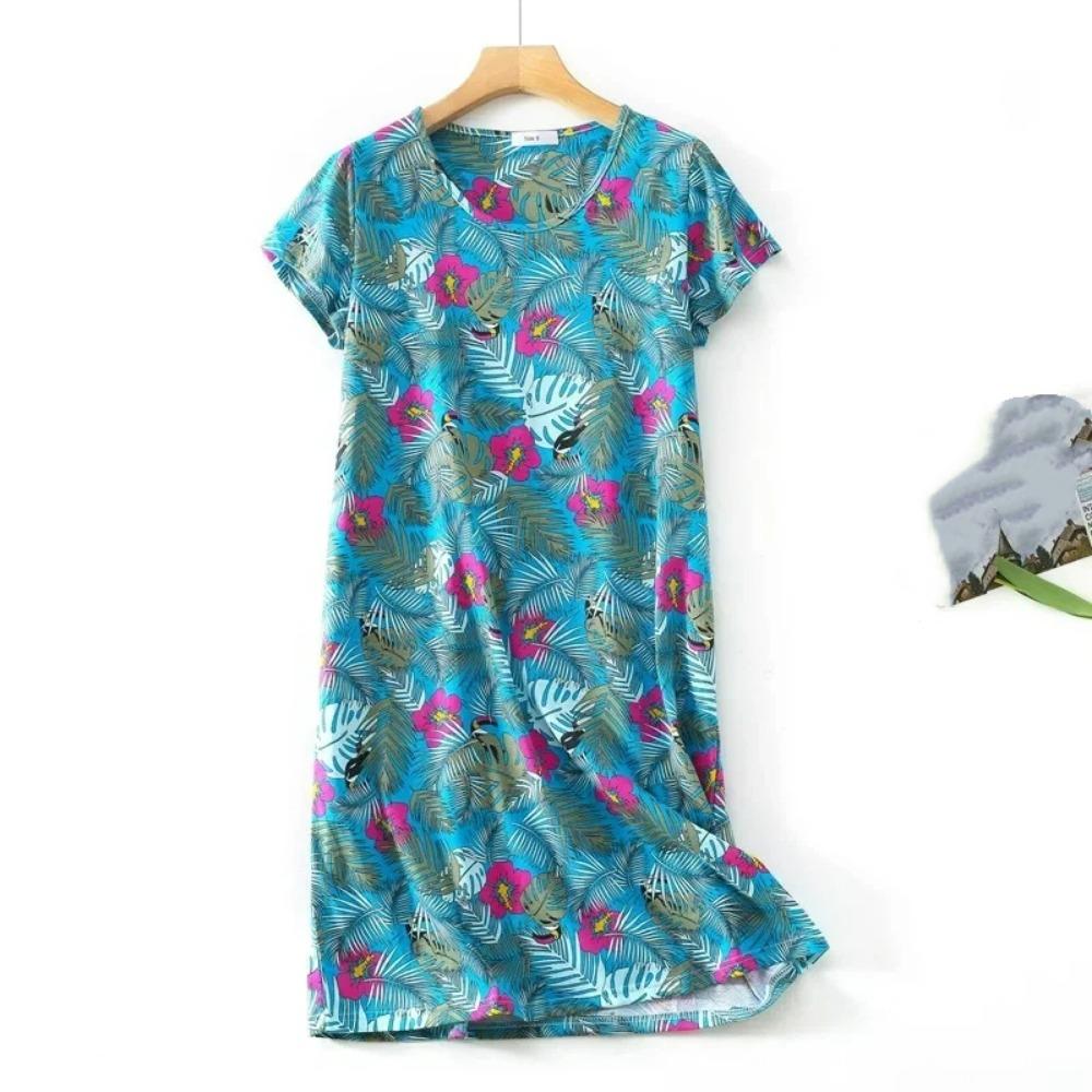 Fashion Casual Women Nightdress Short Sleeve Dresses Loose Fit Nightwear Home Clothes Nightie Loungewear Dresses
