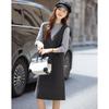 Women's Color Block Stand-up Collar Knit A-Line Dress