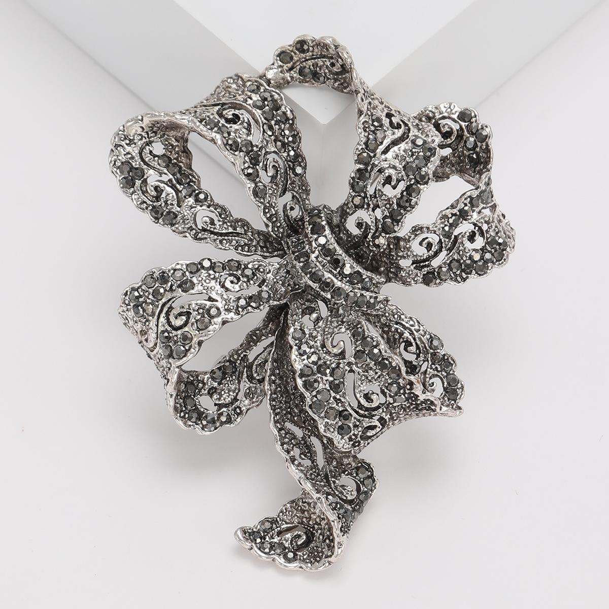 

Ретро-брошь-бантик из ленты со стразами, элитная индивидуальная булавка, модные аксессуары для одежды