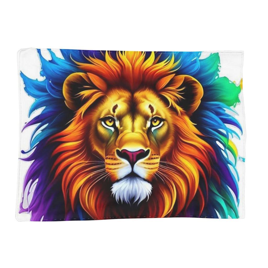 Lion Colourful Painting Blanket Soft Warm Flannel Throw Blanket Plush for Bed Living room Picnic Travel Home Couch