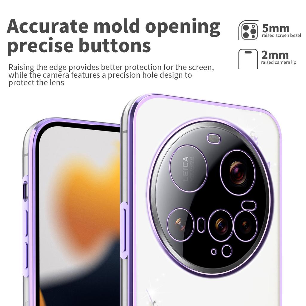 KADEM For Xiaomi 15 Ultra Case Flower Rhinestone Decor Electroplating TPU Phone Cover