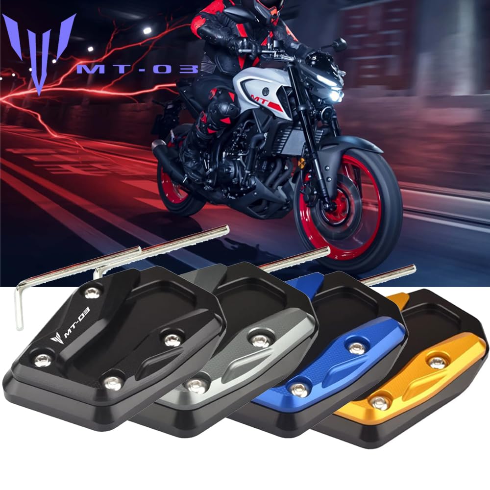 VORILES Für MT03 MT-03 2021 2022 Motorrad CNC Halterung Seitenhalterung Erweiterungsblock Klappbar MT-03 YZFR32021 2022 Zubehör (Blau, MT-03)