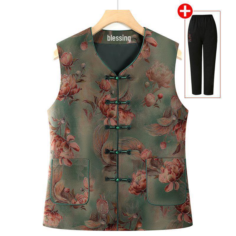 Women's Tang Suit Vest: Spring/Autumn Style for Middle-aged/Elderly, Grandma/Mother's Cardigan