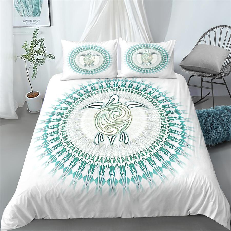 Mandala Bettbezug Set Blau Rosa Boho Chic Tagesdecken Romantische Bettwäsche Böhmisches Bettwäscheset King Polyester Bettdeckenbezug