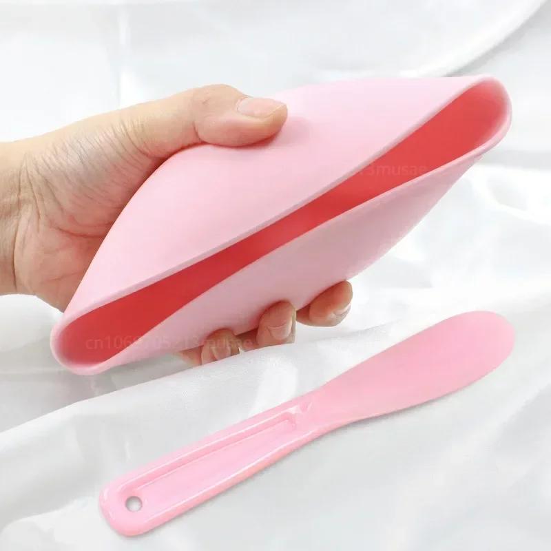 2pcs/set Silicone Mask Mud Essential Oil Bowl Mask Stick Face Mask Powder Mixing Bowl Spatula Masks Brush Skin Care Tools