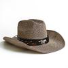 Sombrero de Vaquero Occidental de Ala Ancha Sombrero Tejido a Máquina Para Mujeres Hombres Protección Solar para Exteriores Playa Viajes Vacaciones