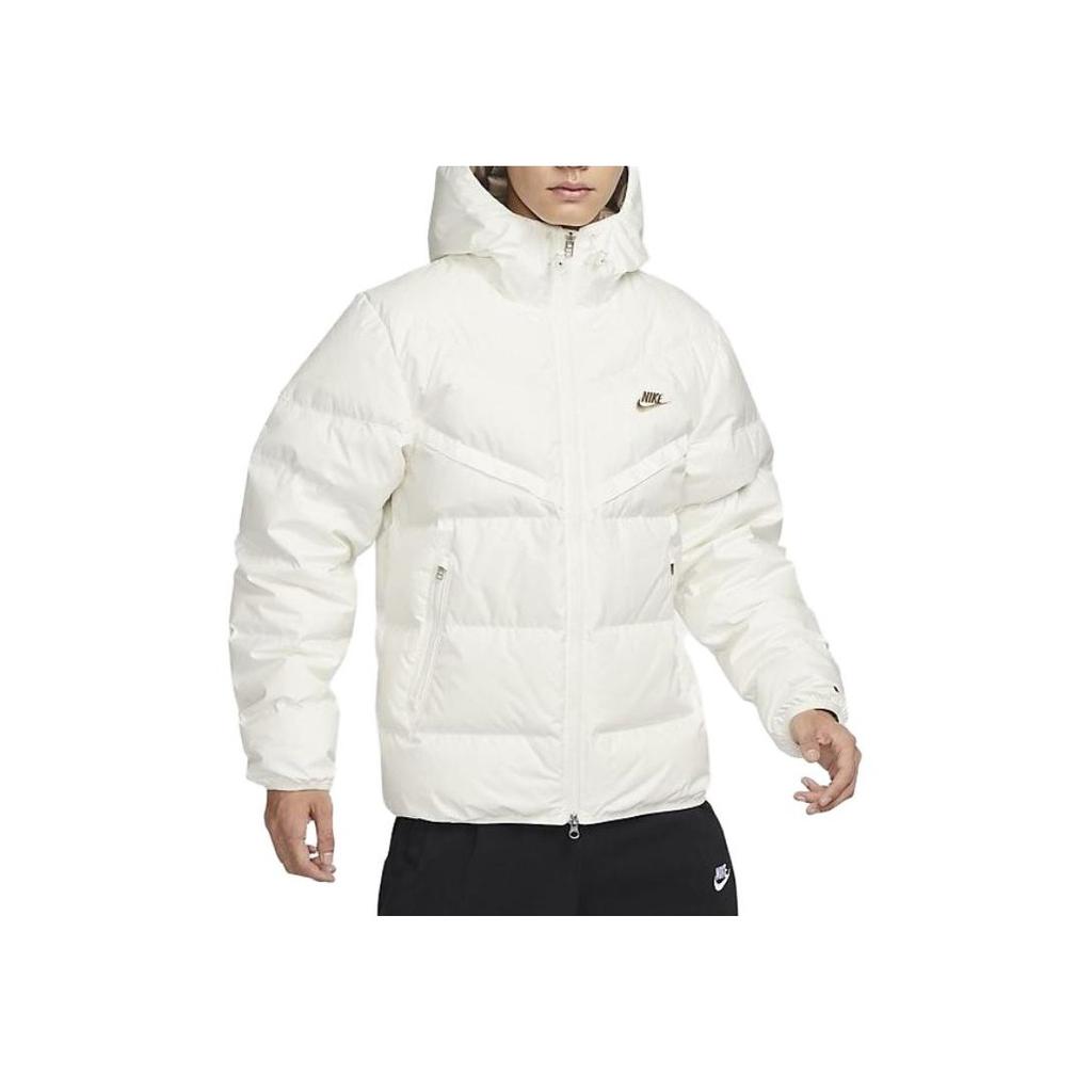 Nike Solid Color Logo Casual Hooded Down Jacket Men Outerwear White FZ1103-133