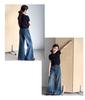 Girls' Silver Micro-Flare Pants - Autumn 2026 New Arrivals, Loose Bell Bottom Jeans for Kids