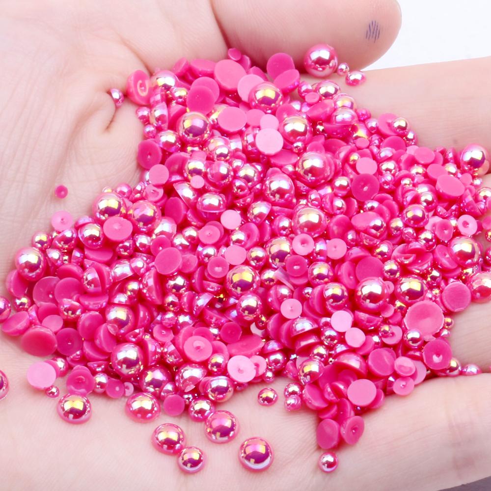 Resin Half Round Flatback Beads 2-6mm Mix Size Glue on Loose Rhinestones for Clothes Dresses DIY Crafts Scrapbook Decoration