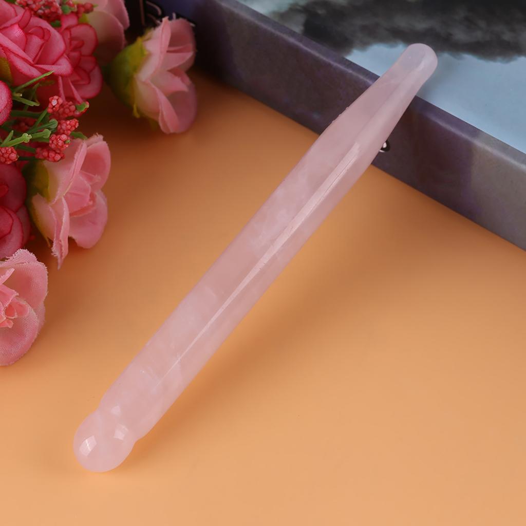 1pc Natural Rose Quartz Crystal Face Massage Wand Stone Smooth Stick