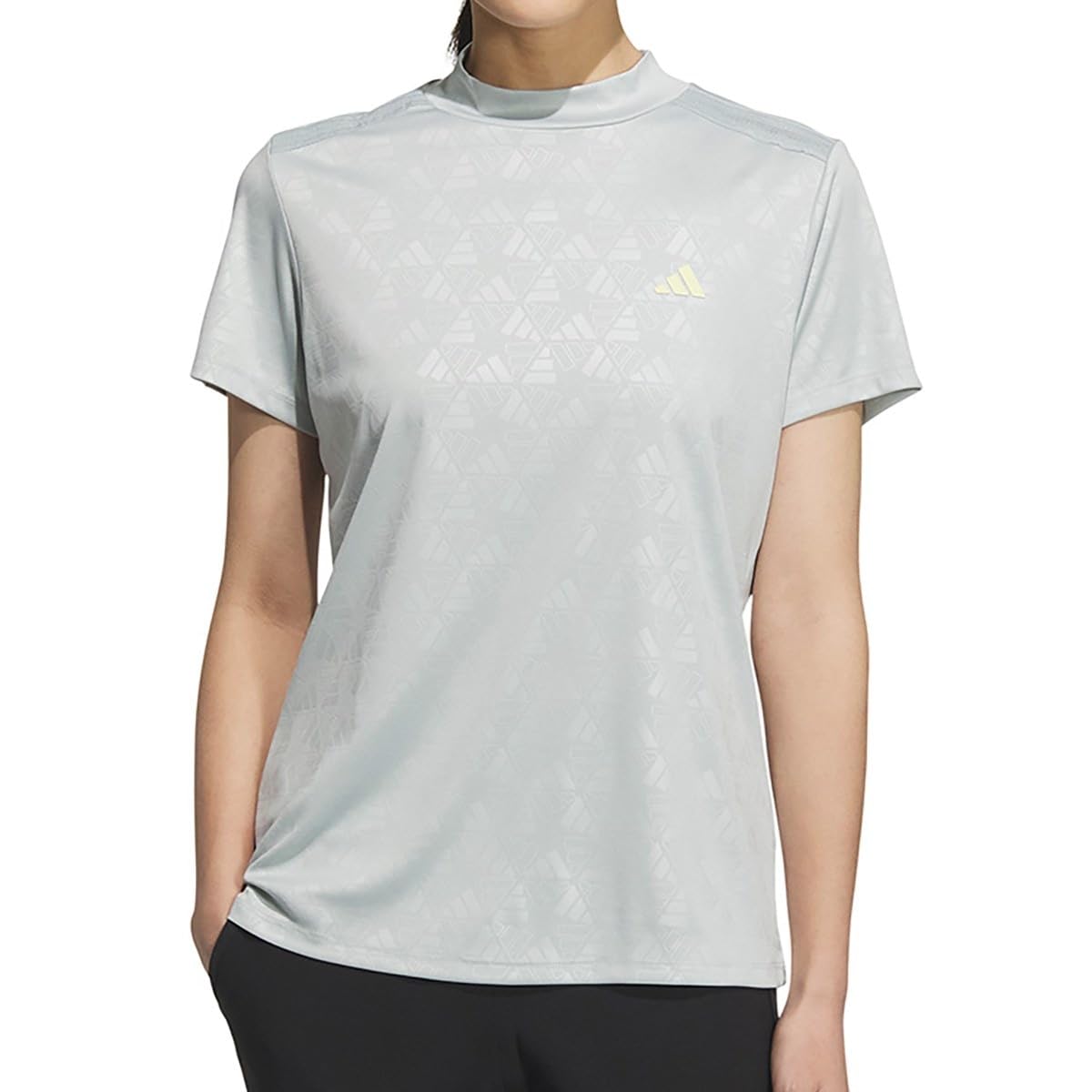 

Женская футболка с коротким рукавом и воротником-стойкой с тисненым логотипом Adidas Golf BOS, цвет Wonder Silver