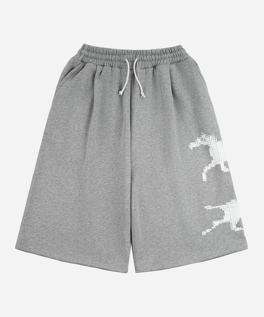 Nodi Twin Horse Bermuda Pants Melange Grey