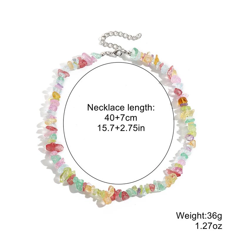 Naure Stone Turquoises Beaded Choker Necklace For Women, Irregular Bohemian Healing Choker Jewelry